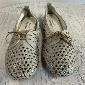 Rocco P Reverso Size US 8.5 Eur 39 VTG Gray Leather Studded Shoe 2948